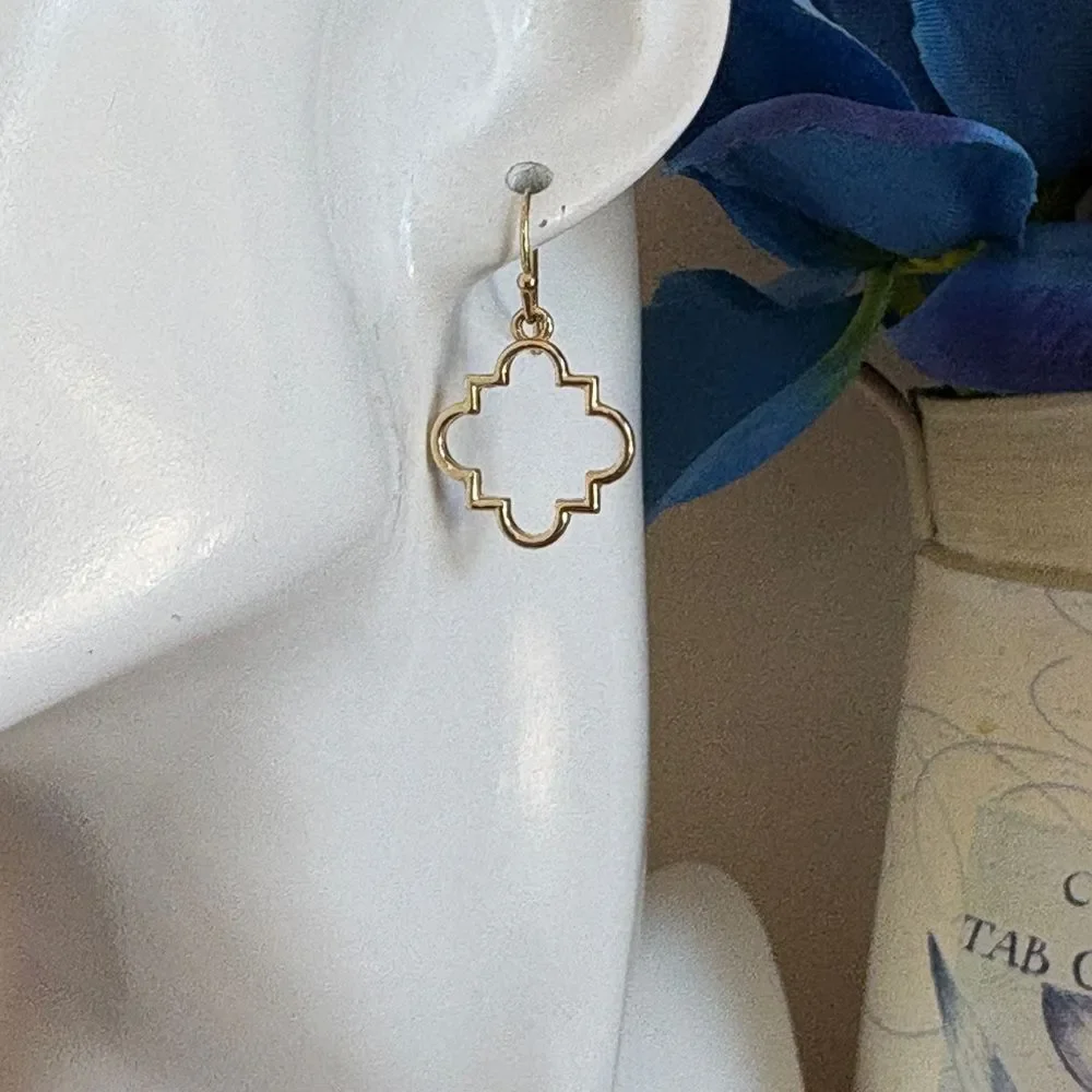 Quatrefoil Clover Gold-Tone Dangle Earrings